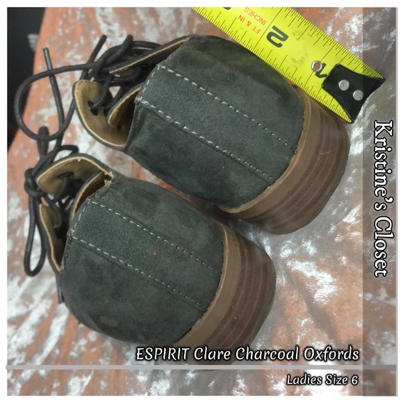 ESPIRIT Clara Charcoal Oxfords - Ladies Size 6 - Picture 5 of 10